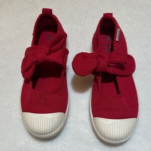 EUC Chus Red Canvas Mary Jane Shoes size 32 13.5